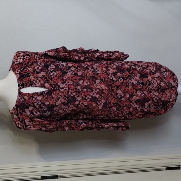 H&M women's size 6 floral fitted dress ruffle long sleeve lined - Picture 5 of 12